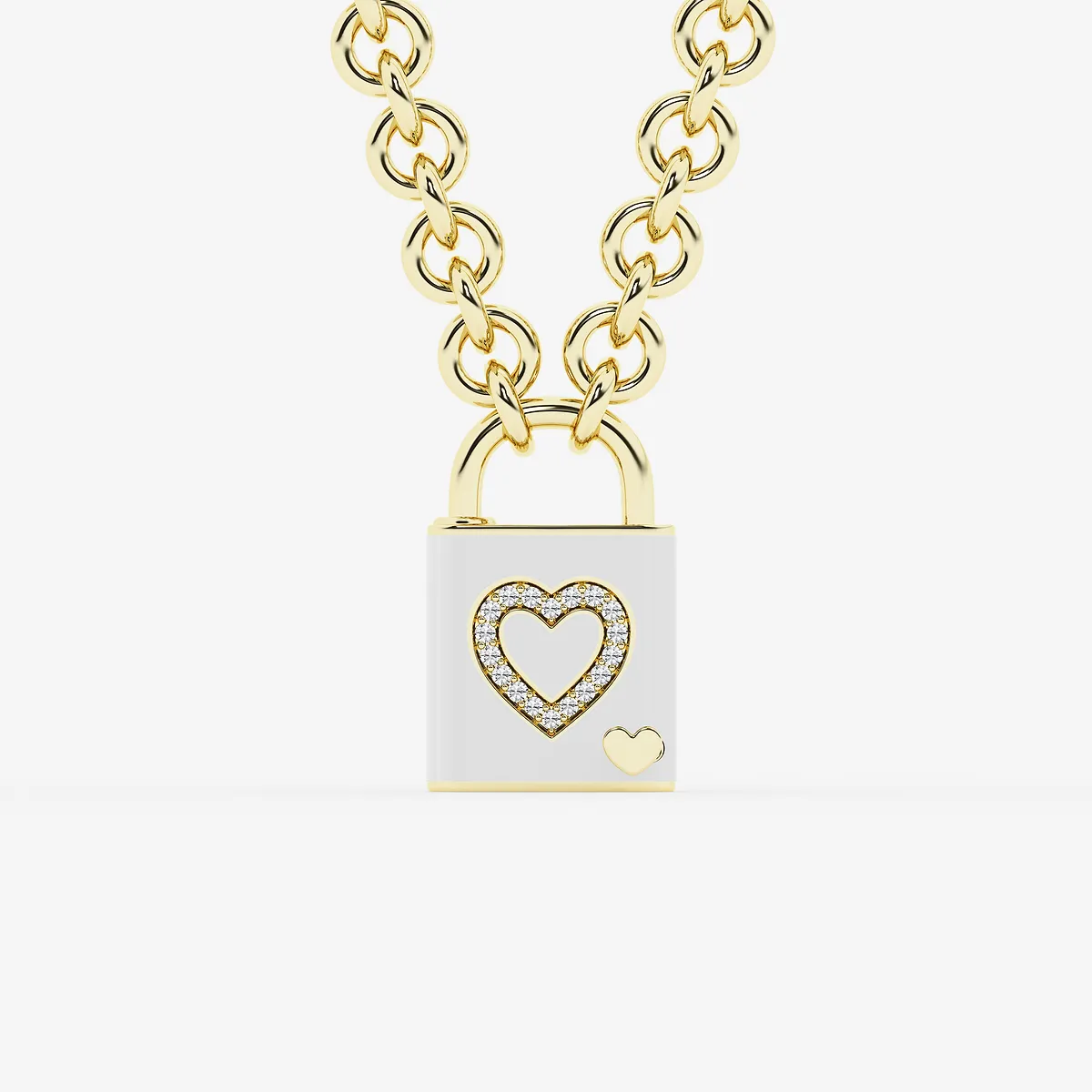 Pont Des Arts Pearl Lab Grown Diamond Lock Pendant with Pearl Ceramic SS with Plating
