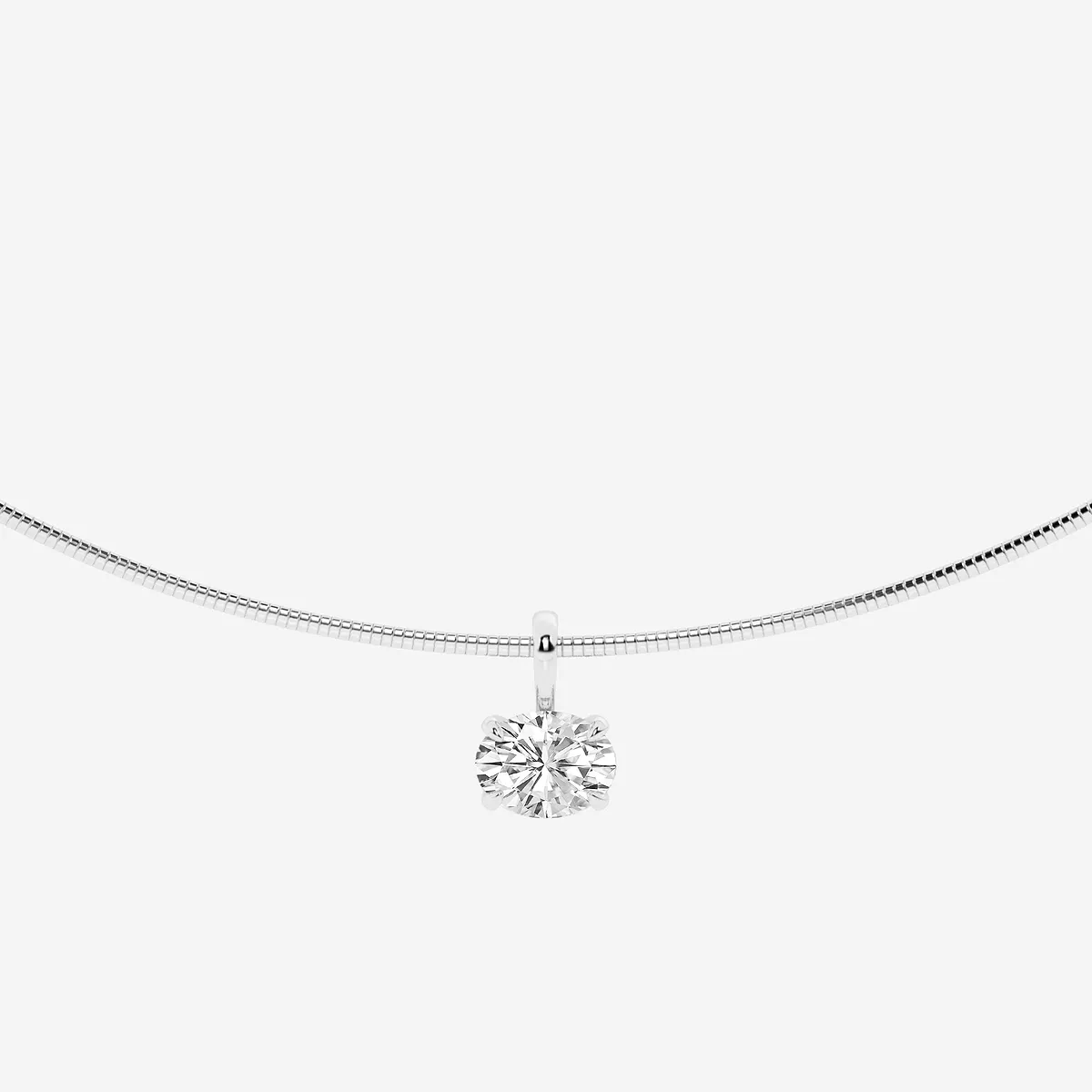Lab Grown Diamond Solitaire Pendant with Omega Chain, E