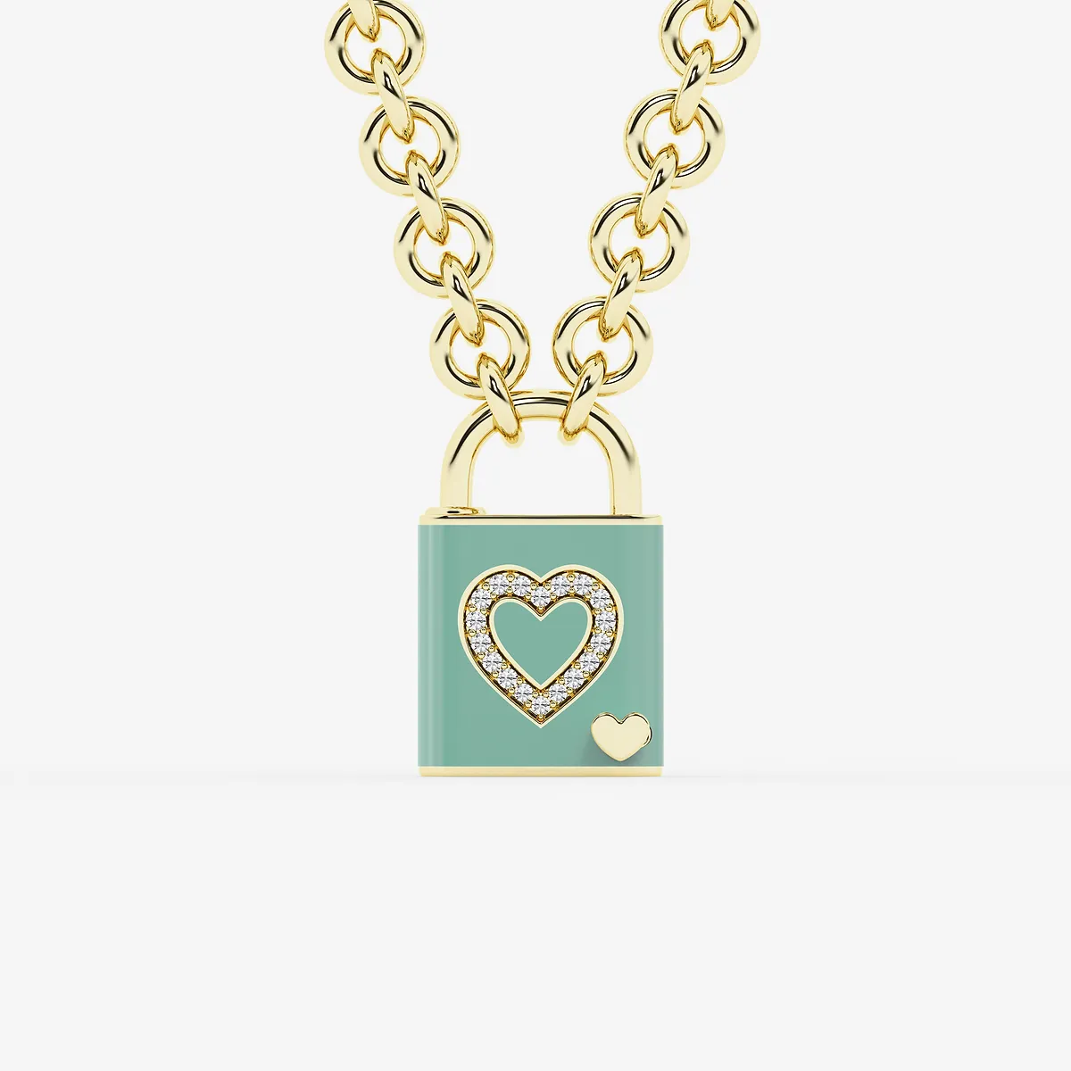 Pont Des Arts Forest Lab Grown Diamond Lock Pendant with Forest Ceramic SS with Plating