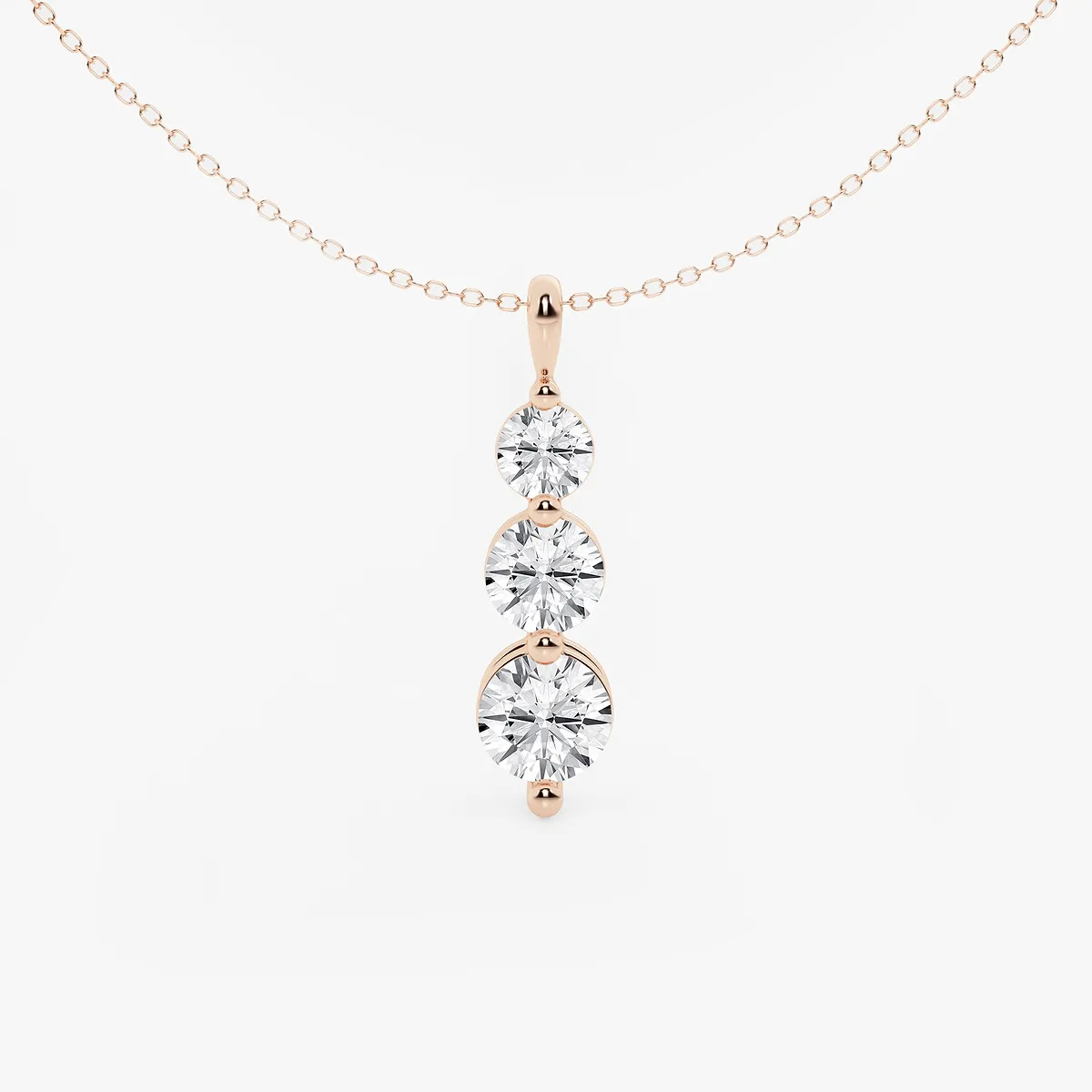 1 Lab Grown Diamond Three-Stone Drop Pendant with Adjustable Chain