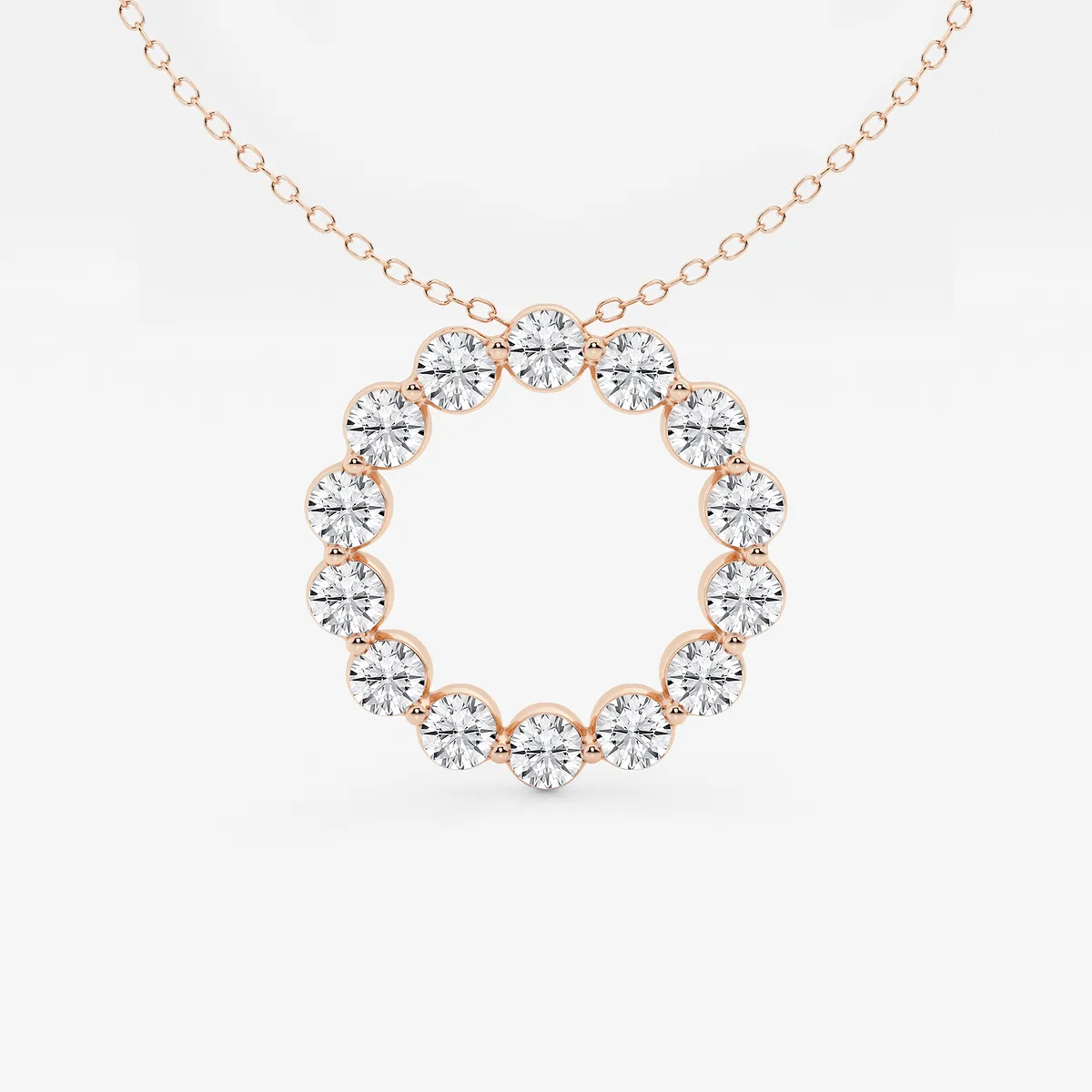 Lab Grown Diamond Circle Pendant with Adjustable Chain, | Center