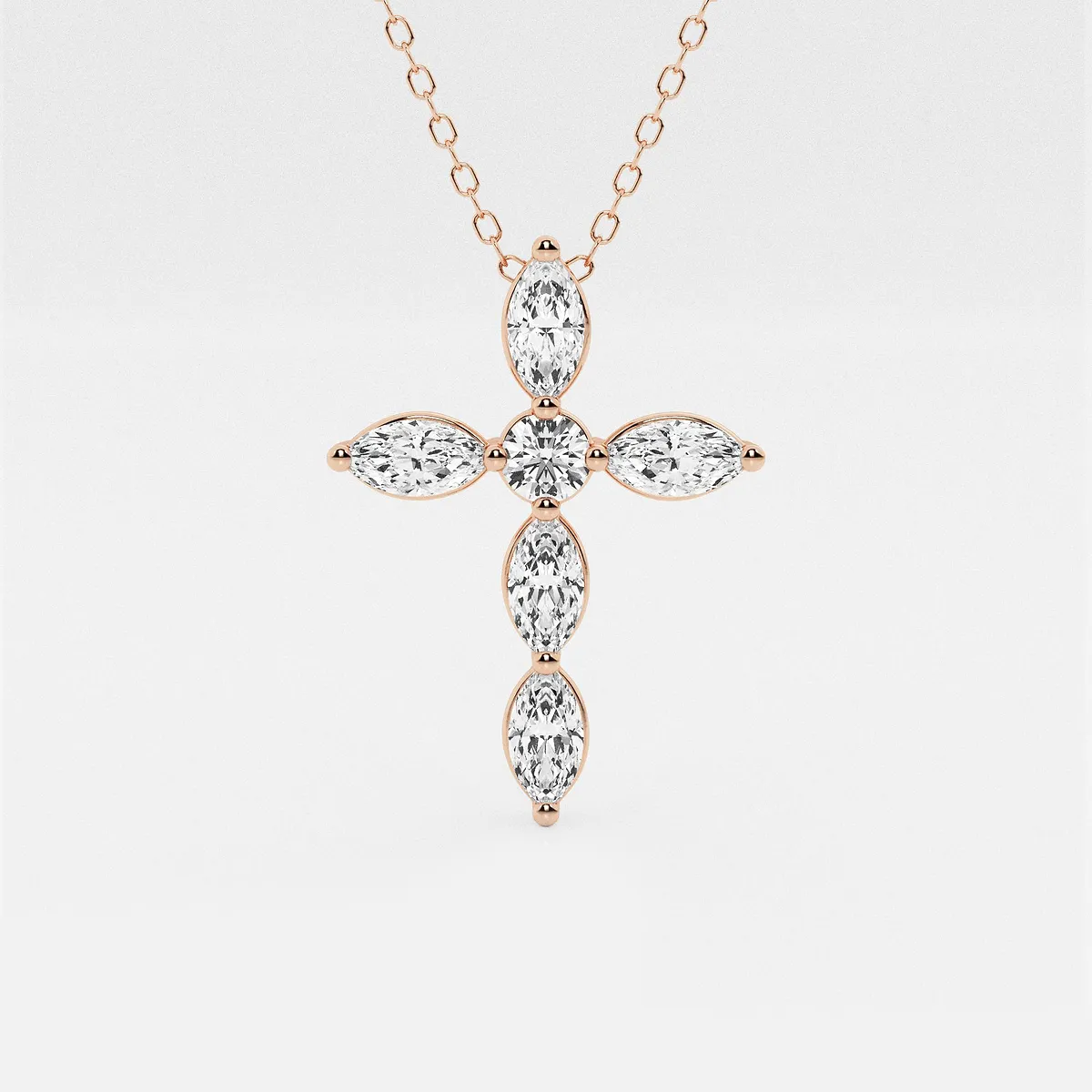 and Lab Grown Diamond Cross Pendant with Adjustable Chain