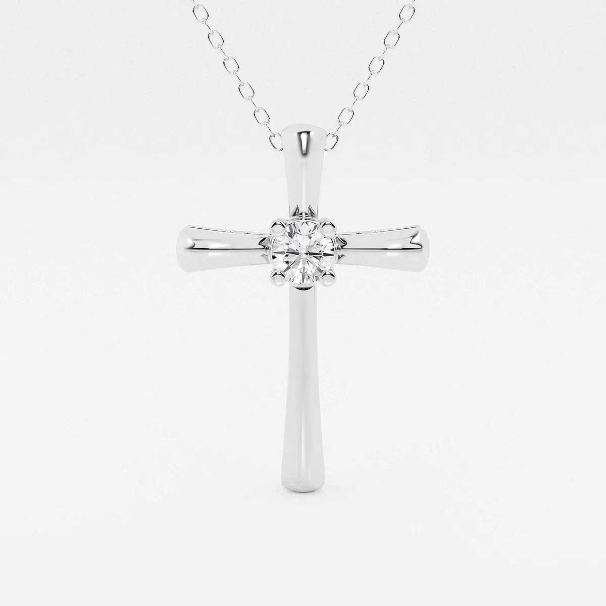 Lab Grown Diamond Single Stone Cross Pendant, | Center