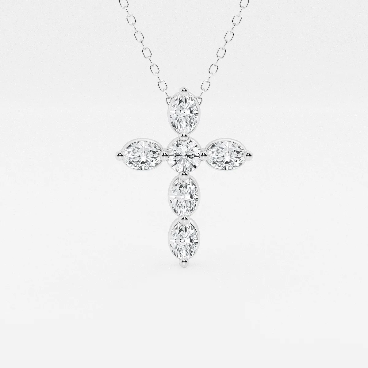 and Lab Grown Diamond Floating Cross Pendant