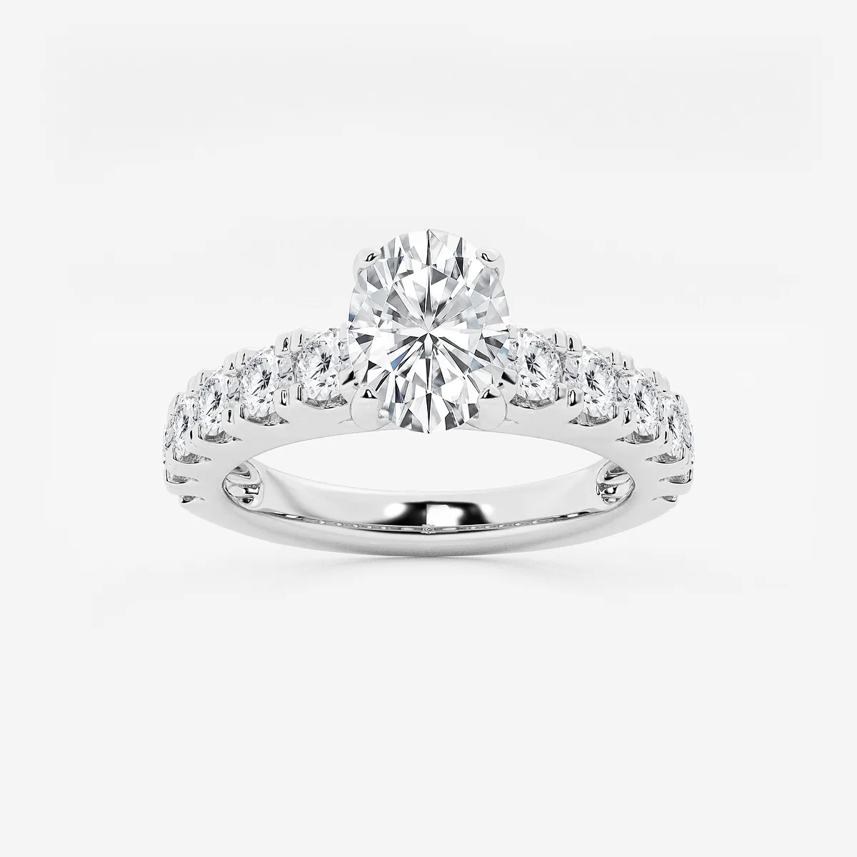 Julia Lab Grown Diamond Engagement Ring with Split Prong Side Accents, E