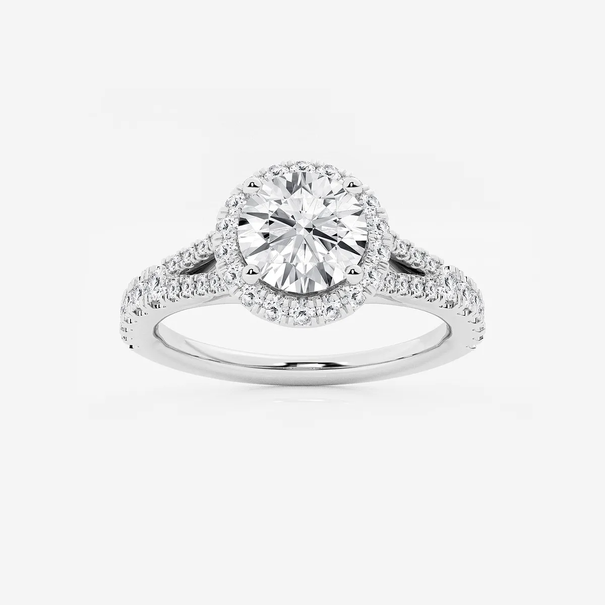 Nirvana 3 Lab Grown Diamond Split Shank Halo Engagement Ring, E