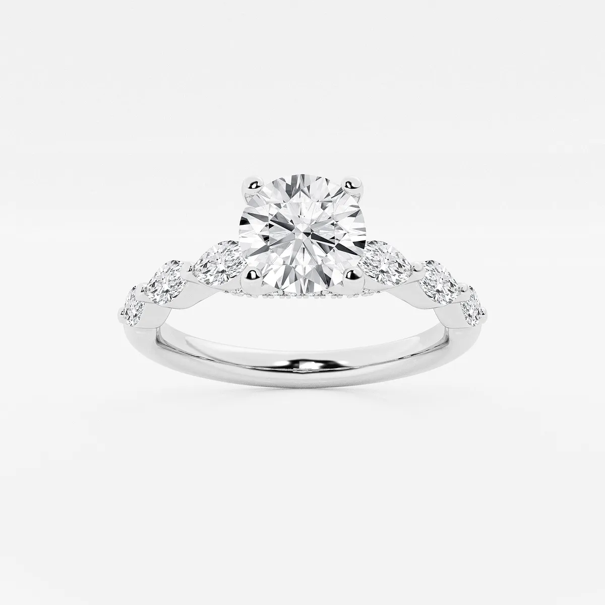 Kendall 8 Lab Grown Diamond Engagement Ring with Floating Side Accents, E