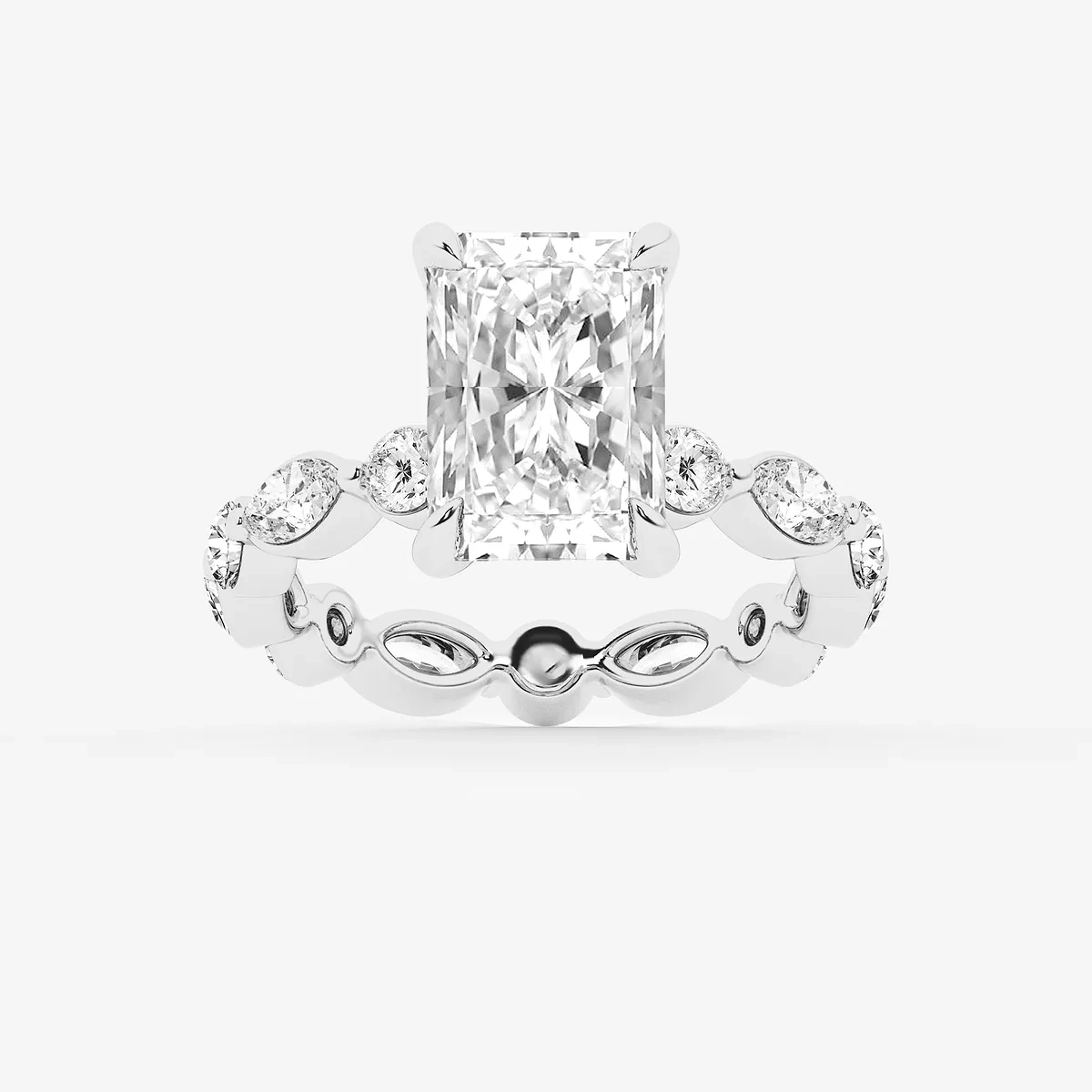 Nika 6 Lab Grown Diamond Solitaire Alternating and Eternity Engagement Ring, E