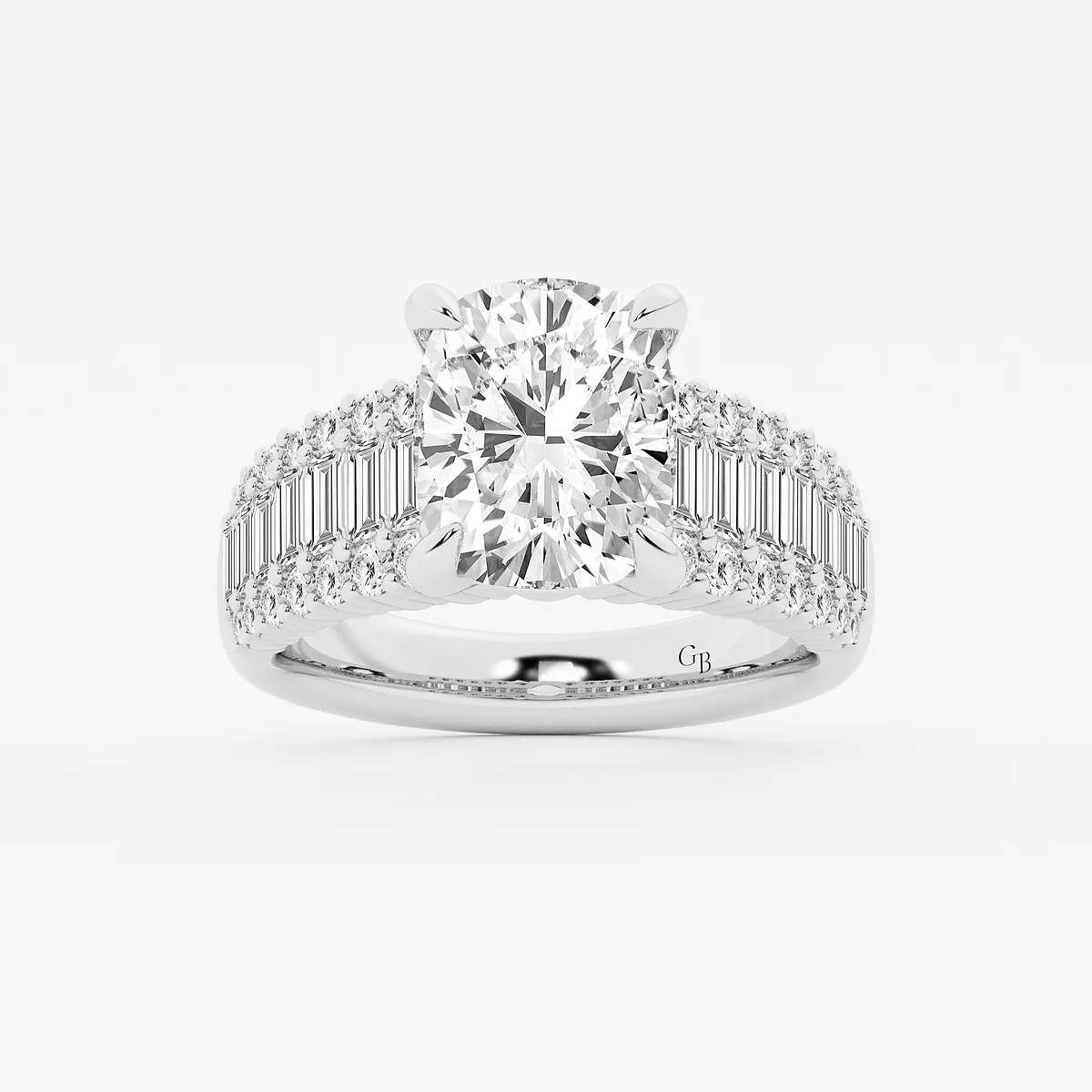 Jenny 6 Elongated Lab Grown Diamond Side Stone Engagement Ring, E