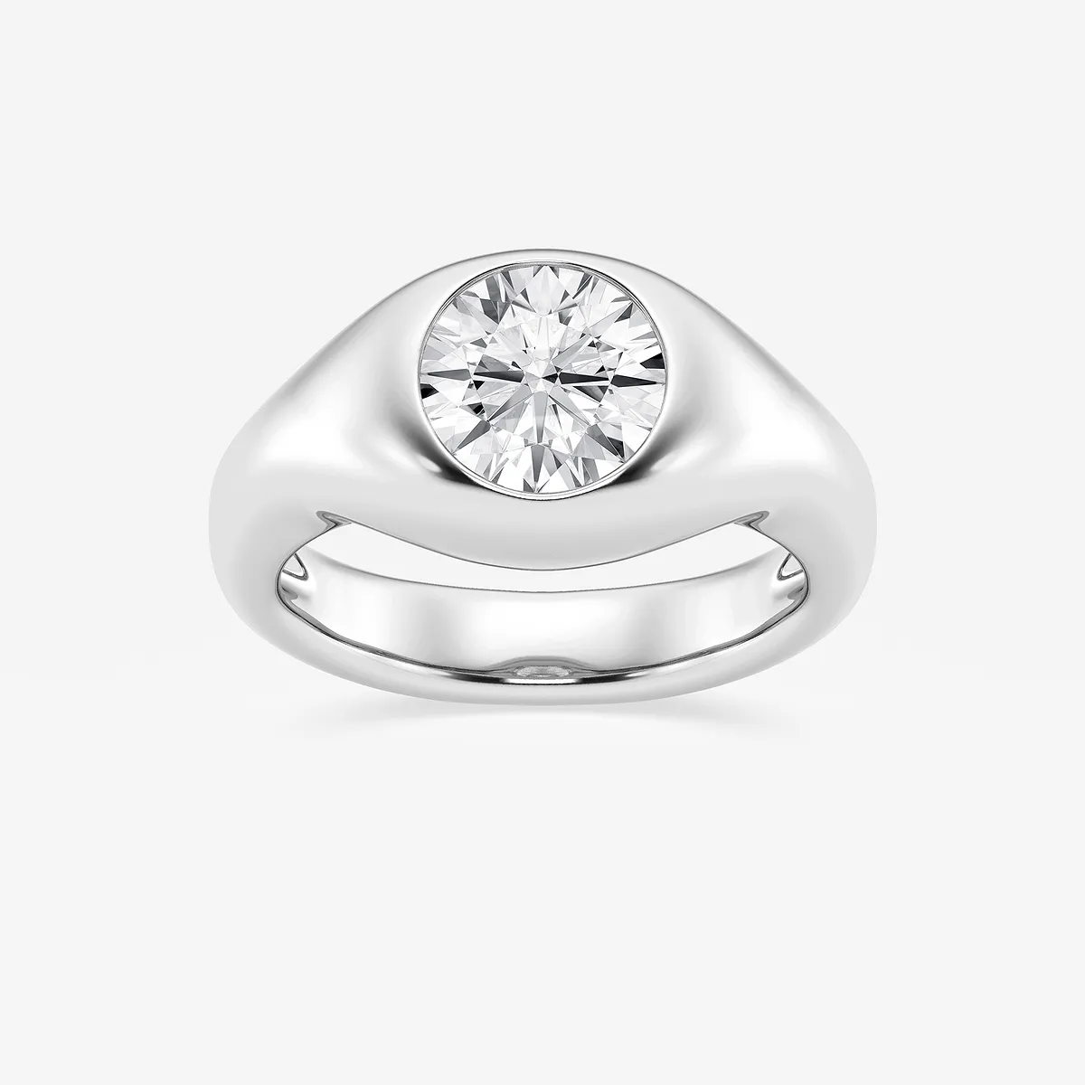 Prima Lab Grown Diamond Bold Bezel Solitaire Engagement Ring, E