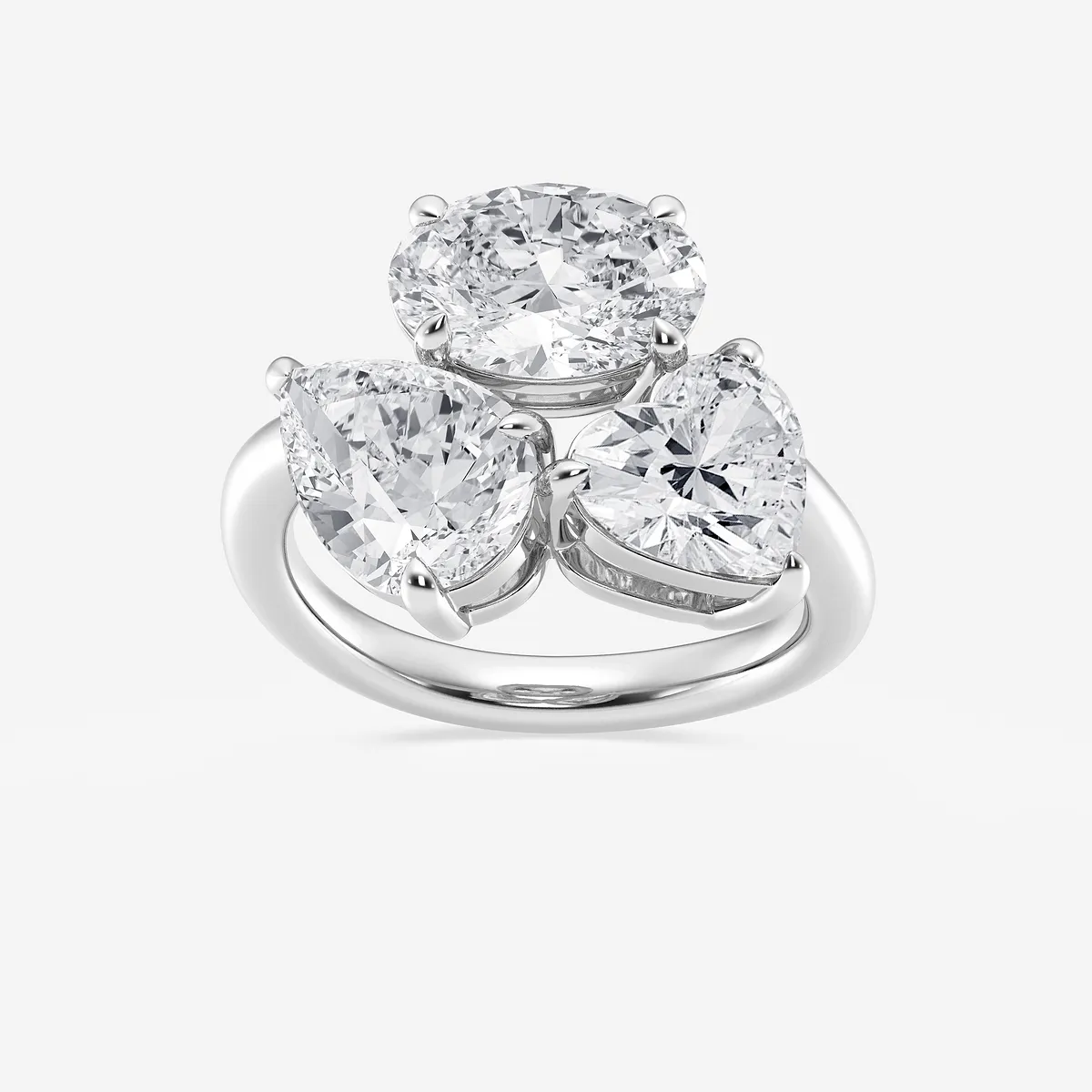 Rhapsody Mosaic Abstract Three Stone Ring, E