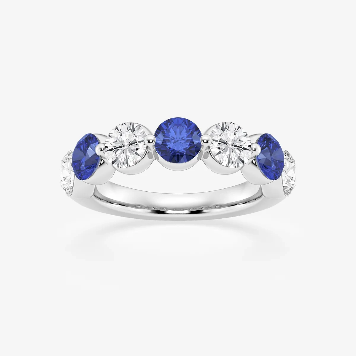 Cara 4.7 mm Cut Created Sapphire and 1 Lab Grown Diamond Anniversary Band