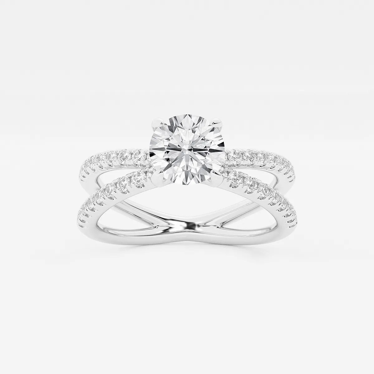 Ingrid 2 Lab Grown Diamond Crossover Micro Pave Engagement Ring, E