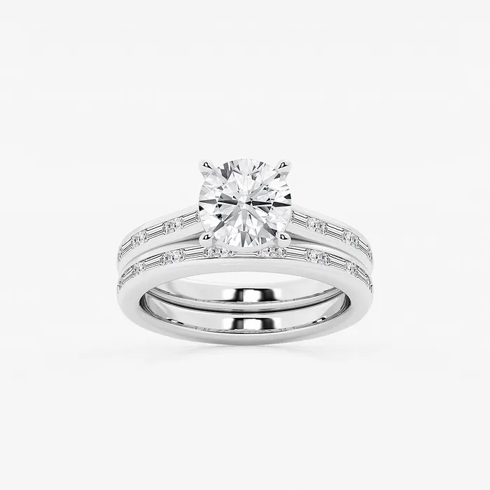 Synergy 3 Lab Grown Diamond and Side Stone Bridal Set, E