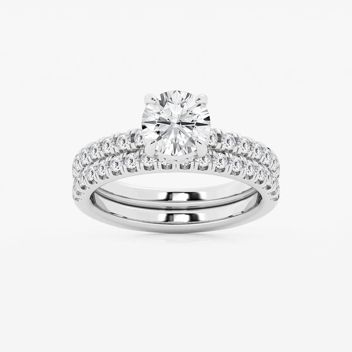 Veil 3 Lab Grown Diamond Hidden Halo Bridal Set, E