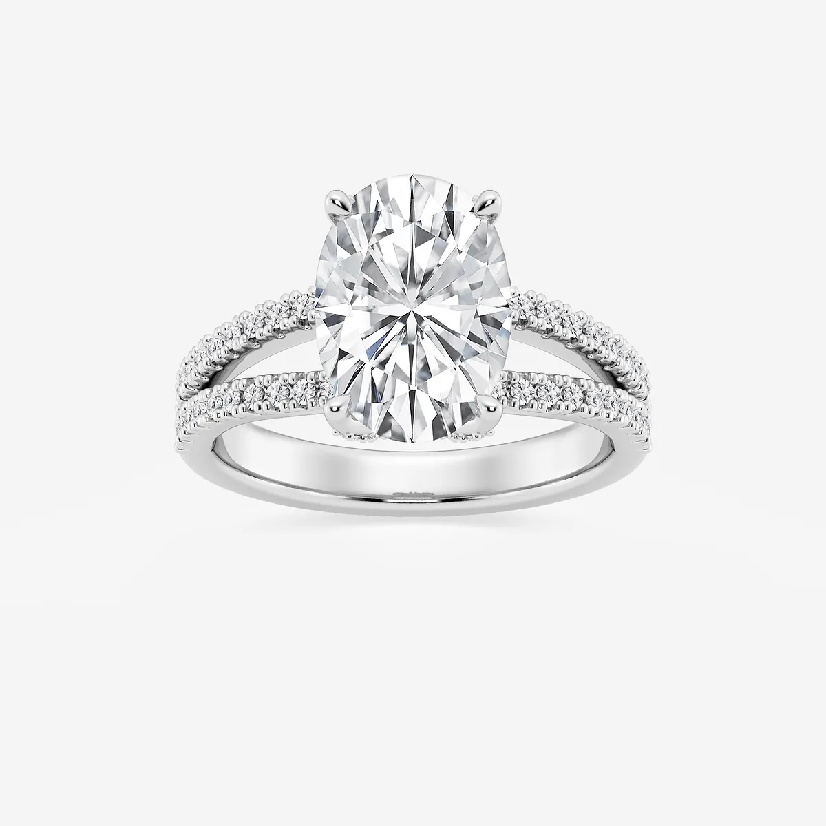 Ovia 4 Lab Grown Diamond Split Shank Draped Hidden Halo Engagement Ring, E