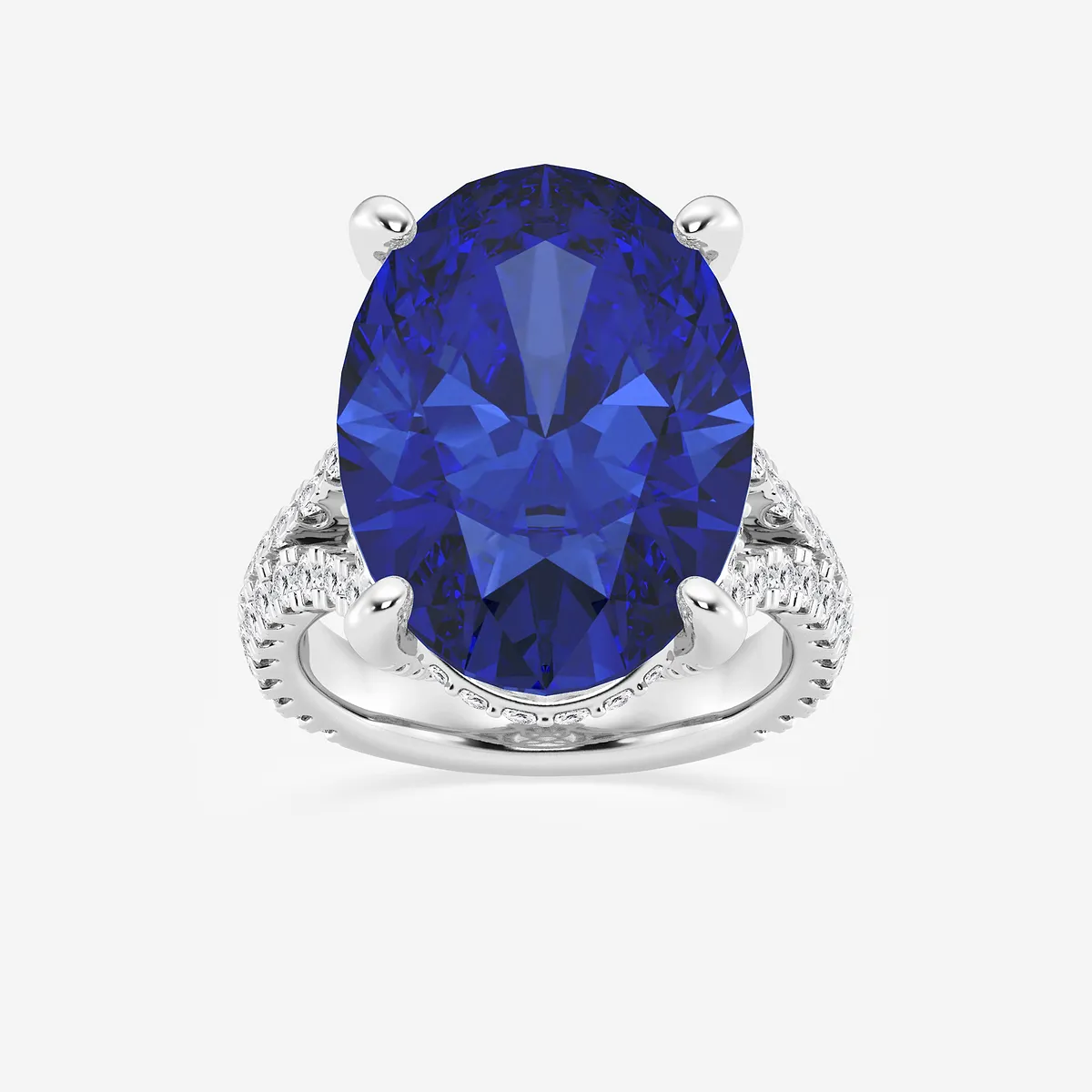 Dahlia Cut Sapphire and Lab Grown Diamond Hidden Halo Engagement Ring | 13 Center