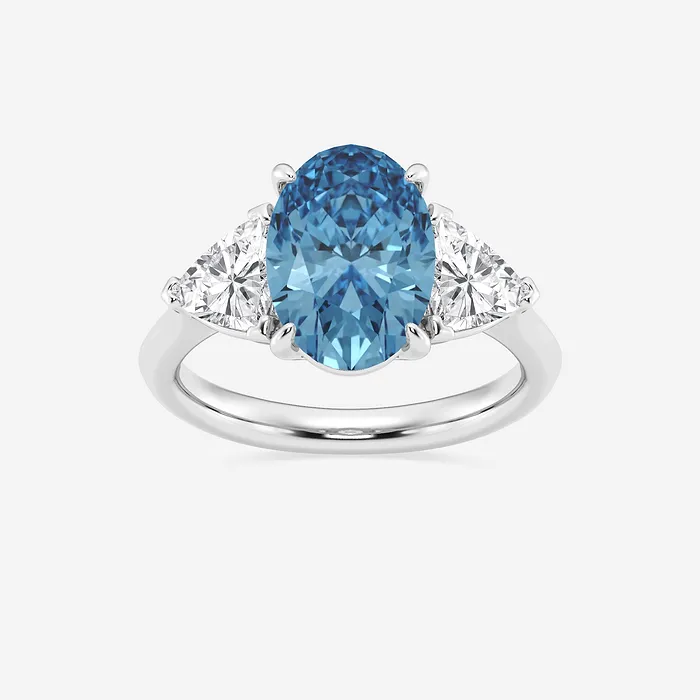 Charon 4 Fancy Blue Lab Grown Diamond Three Stone Engagement Ring | Center