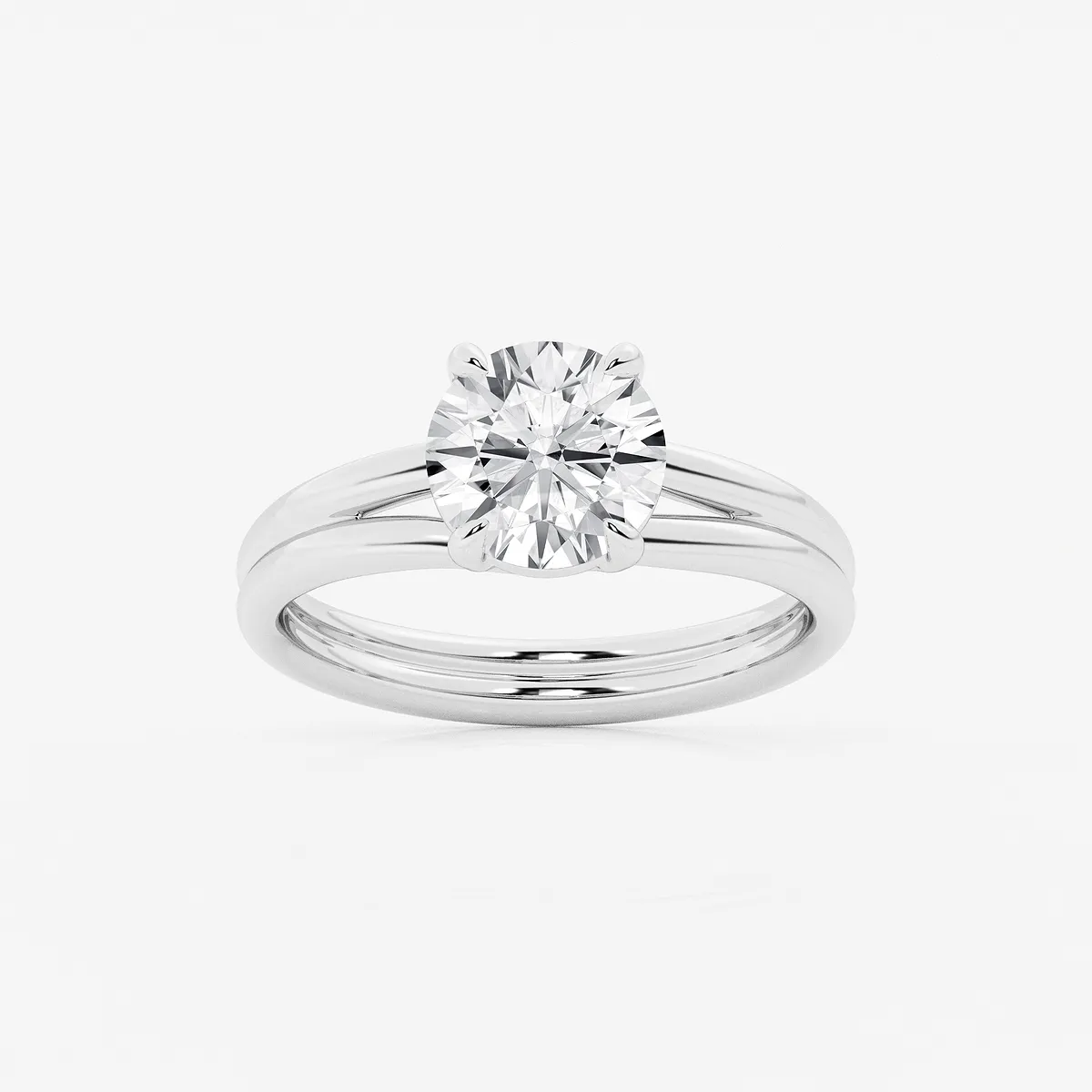 Dominique Lab Grown Diamond Double Shank Trellis Solitaire Engagement Ring, E