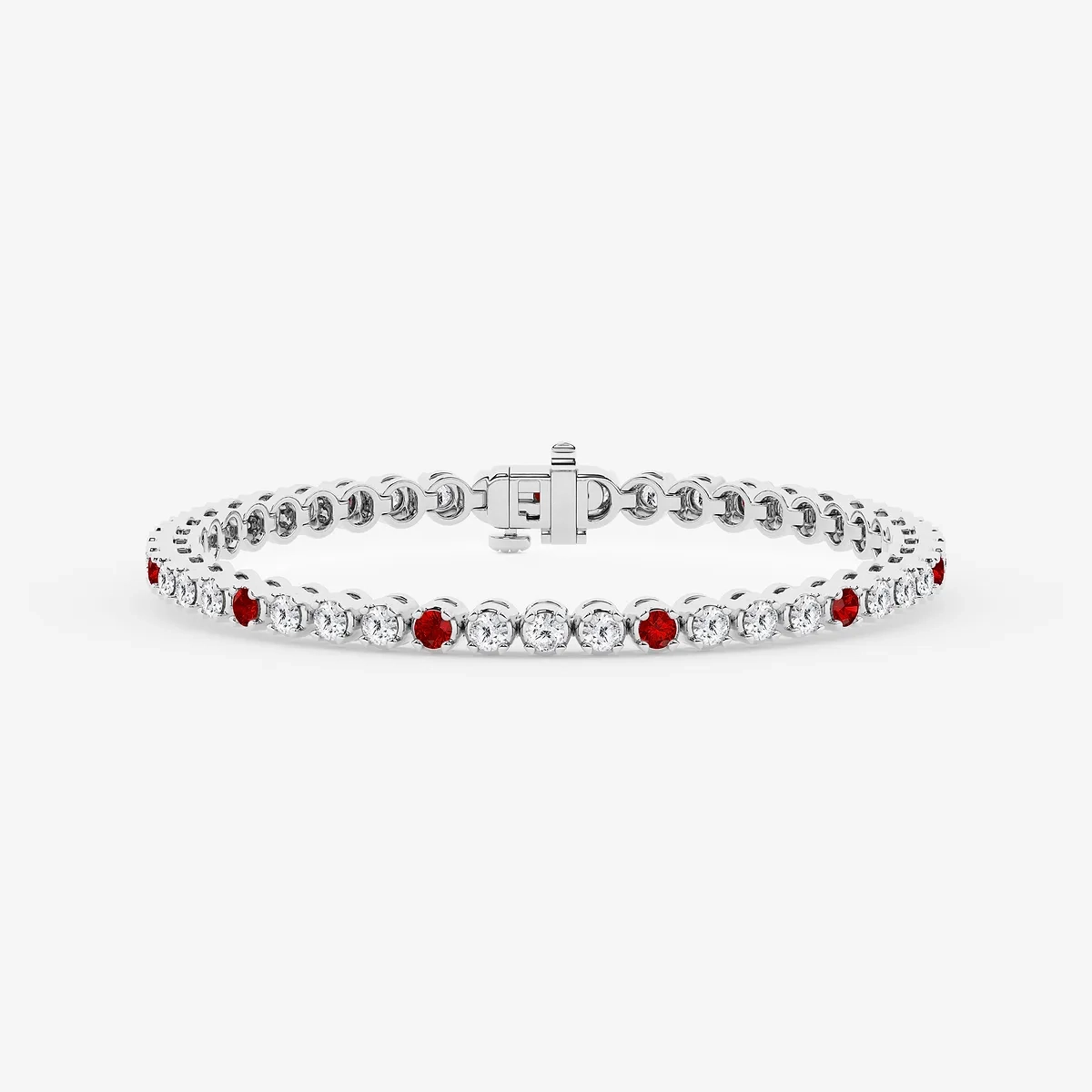 4 1/2 Cut Created Ruby and Lab Grown Diamond Tennis Bracelet - 7 Inches