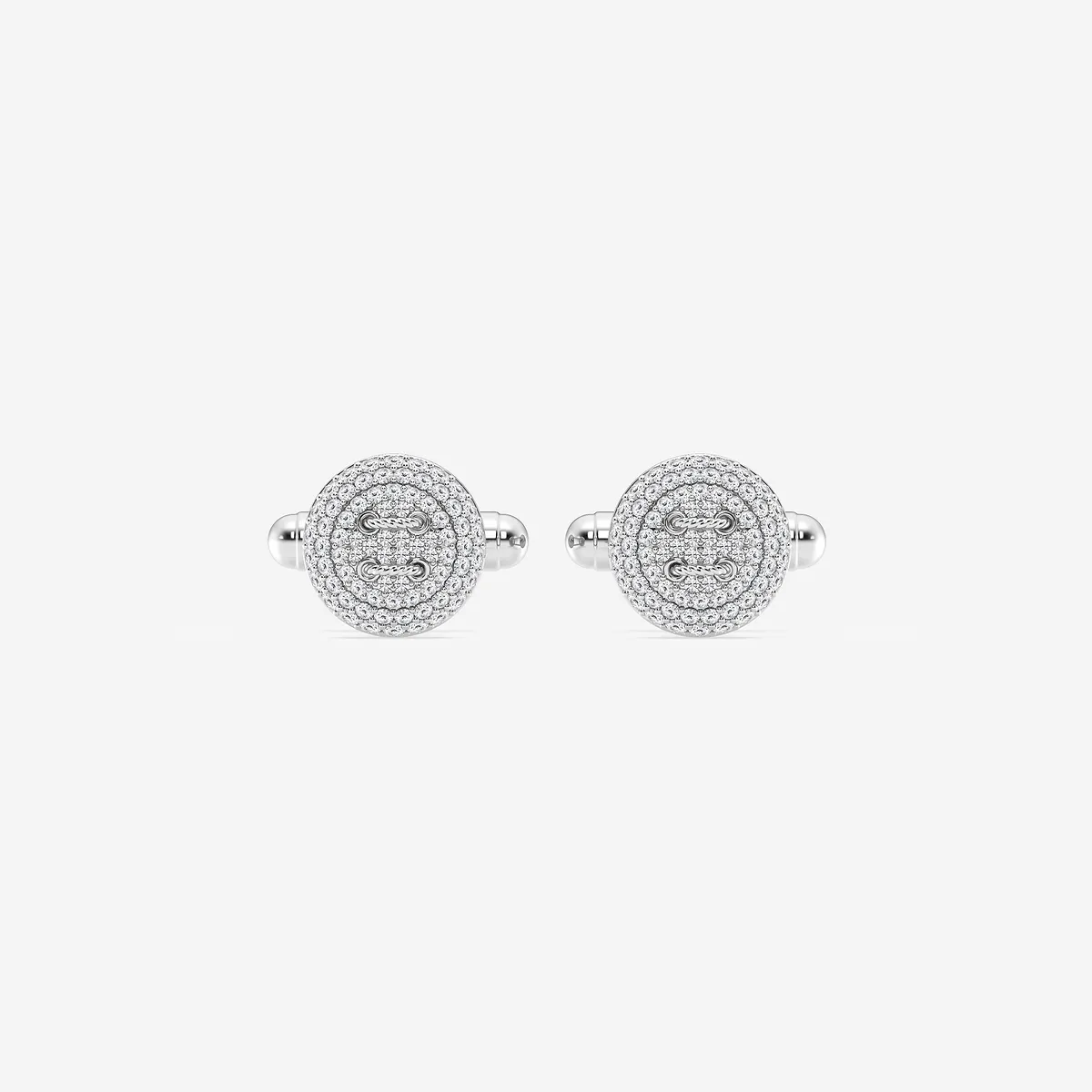 1 Lab Grown Diamond Button Style Cufflinks Sterling Silver