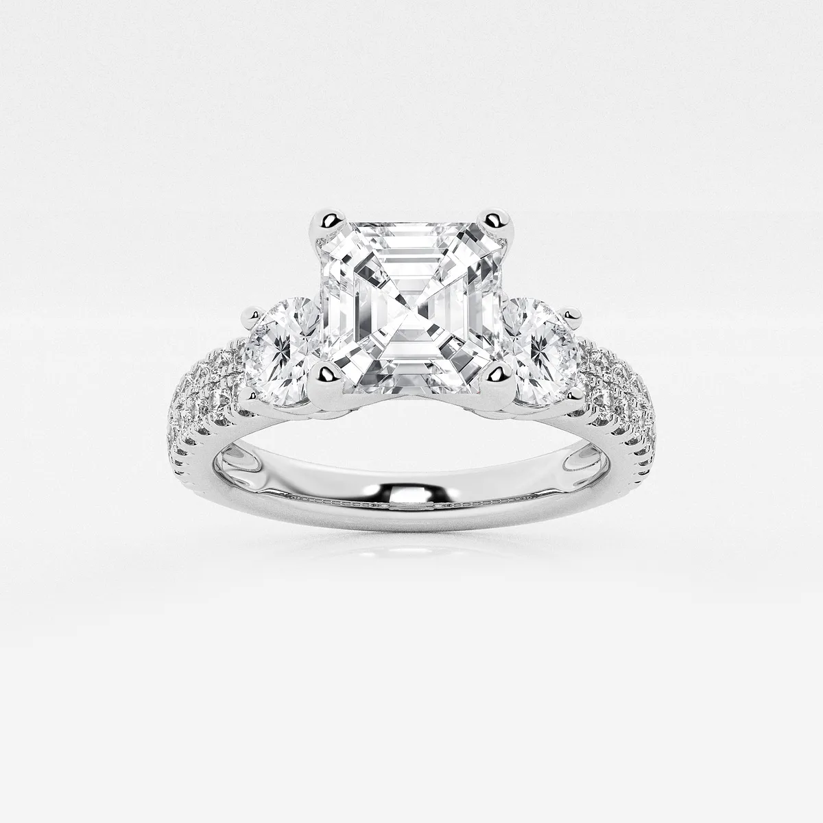Marbella Lab Grown Diamond Engagement Ring with Double Row Side Accents, E