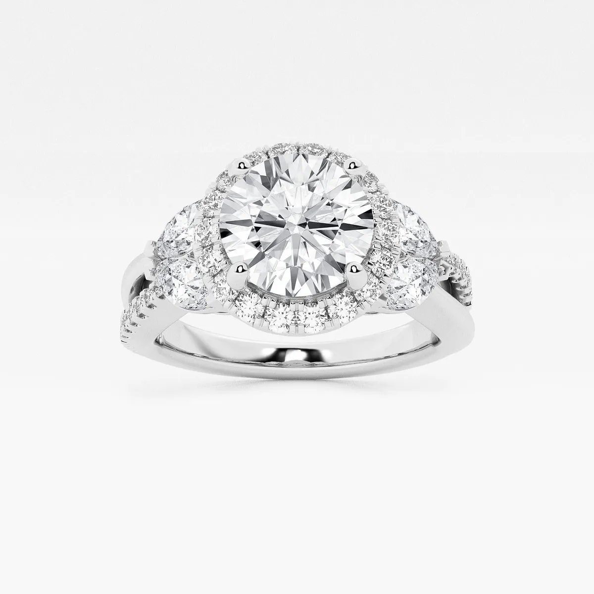 Zenith 2 Lab Grown Diamond Flower Petal Halo Engagement Ring, E